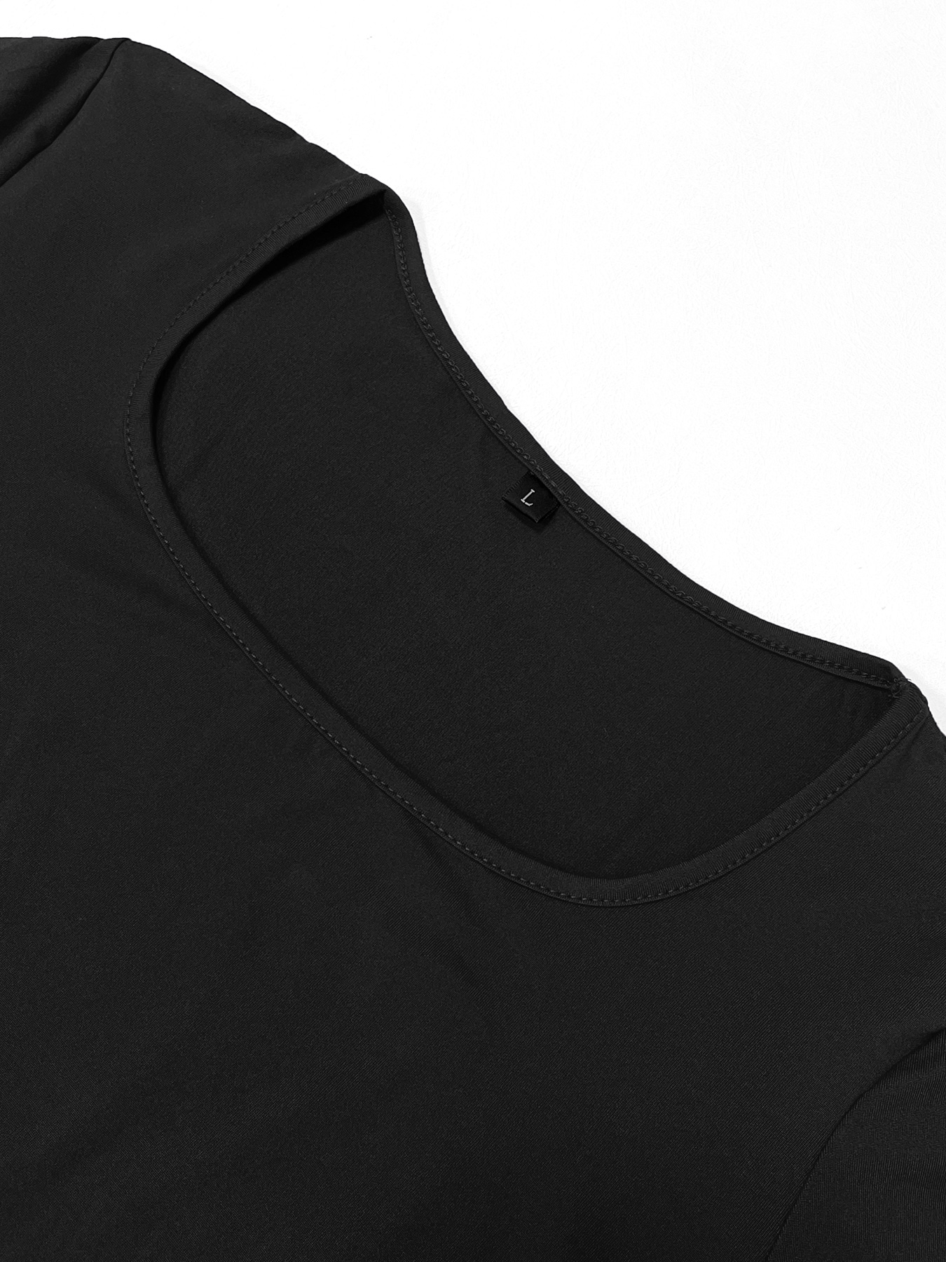 Solides, langärmliges, figurbetontes Damenkleid, schickes, einfaches, minimalistisches, lässiges, modisches, langes Kleid mit U-Ausschnitt, Damenbekleidung