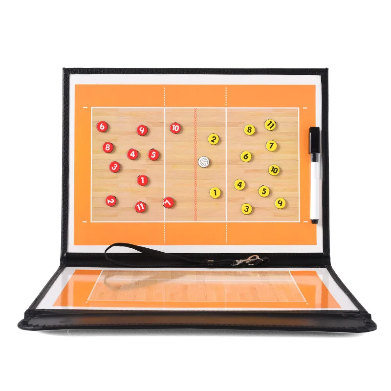 2 In 1 Opvouwbaar Volleybalbord Coaching Klembord Met Markeerstift Magnetische Tactische Notebook Spel Training Apparatuur