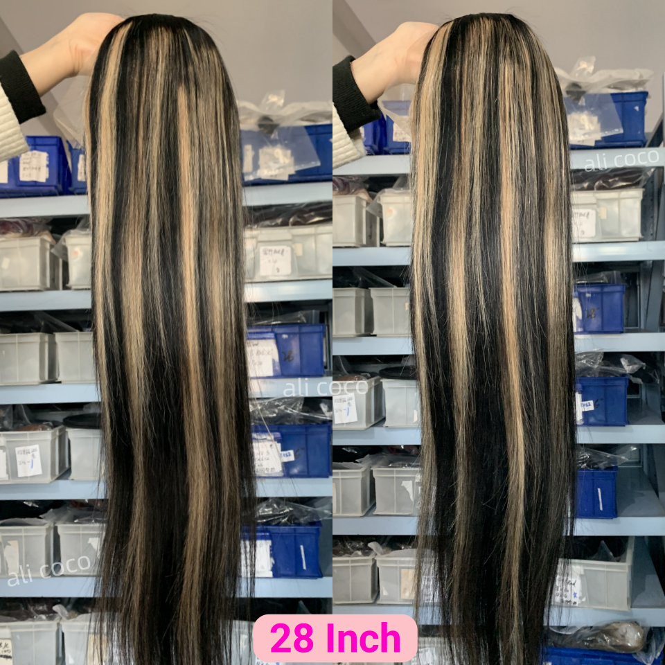 アップグレードアリココ 13 × 4 1​​3 × 6 ハイライトウィッグ人毛ブロンド色のレースフロントウィッグ事前摘み取られたハイライトブロンド人毛ウィッグ