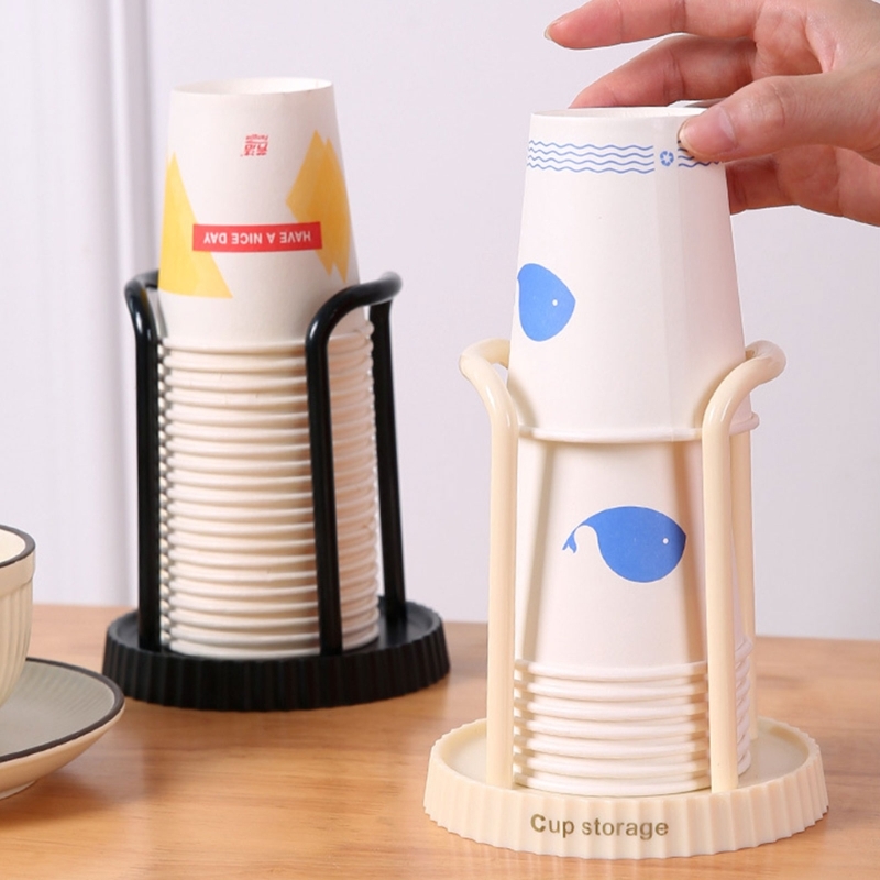 Soporte para vasos de papel de cocina, recogedor de tazas desechable, estante de almacenamiento de tazas de escritorio multifuncional, soporte para tazas de café para el hogar