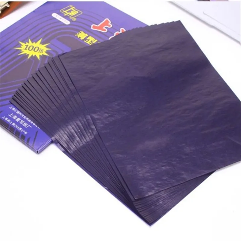 100 cái/hộp A4 16 k Màu Xanh Carbon Stencil Chuyển Giấy Hai Mặt Tay Pro Máy Photocopy Truy Tìm In Bản Viết Repro 18.5x25.5 cm