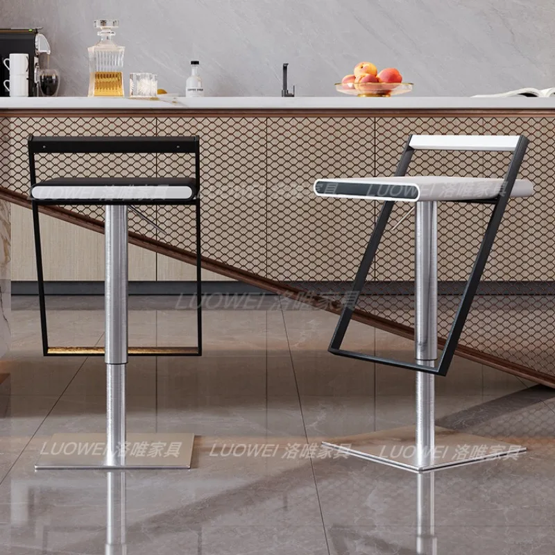 Bancos de barra luxuosos de aço inoxidável, cadeiras de bar giratórias brancas com altura ajustável, ergonômicas e relaxantes, móveis de bar