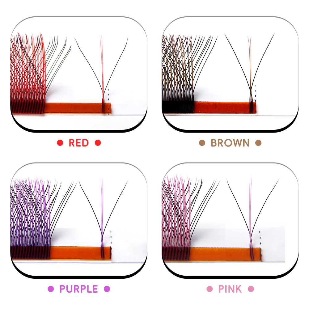 Befer Pink Red Colored Volume 3D W Eyelashes for Extension Fake Brown Purple Colorful C D 8-15 Lashes Cosplay Eyelash Extensions