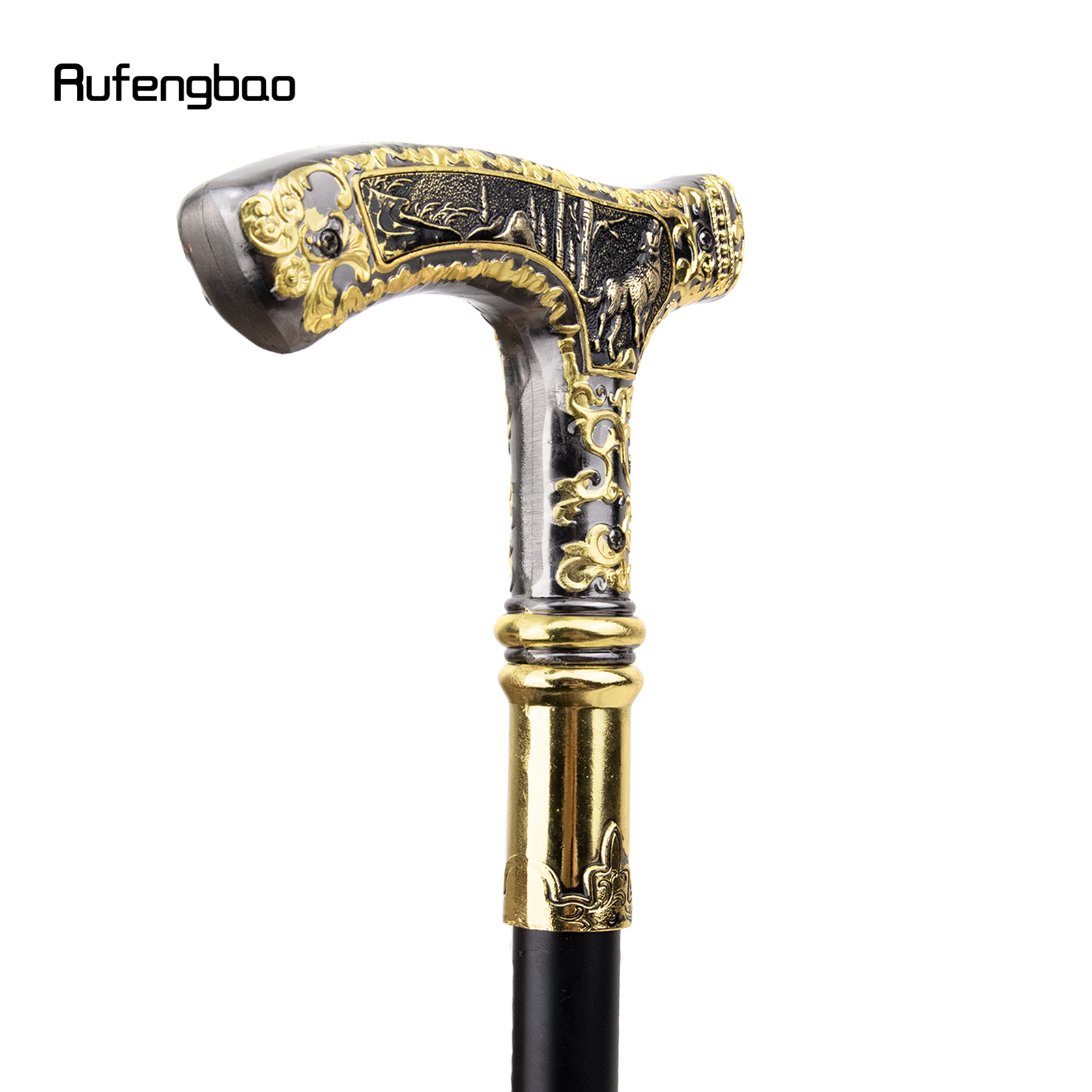 Ouro preto luxo lobo lidar com bengala moda decorativa bengala cavalheiro elegante cosplay cana botão crosier 90cm