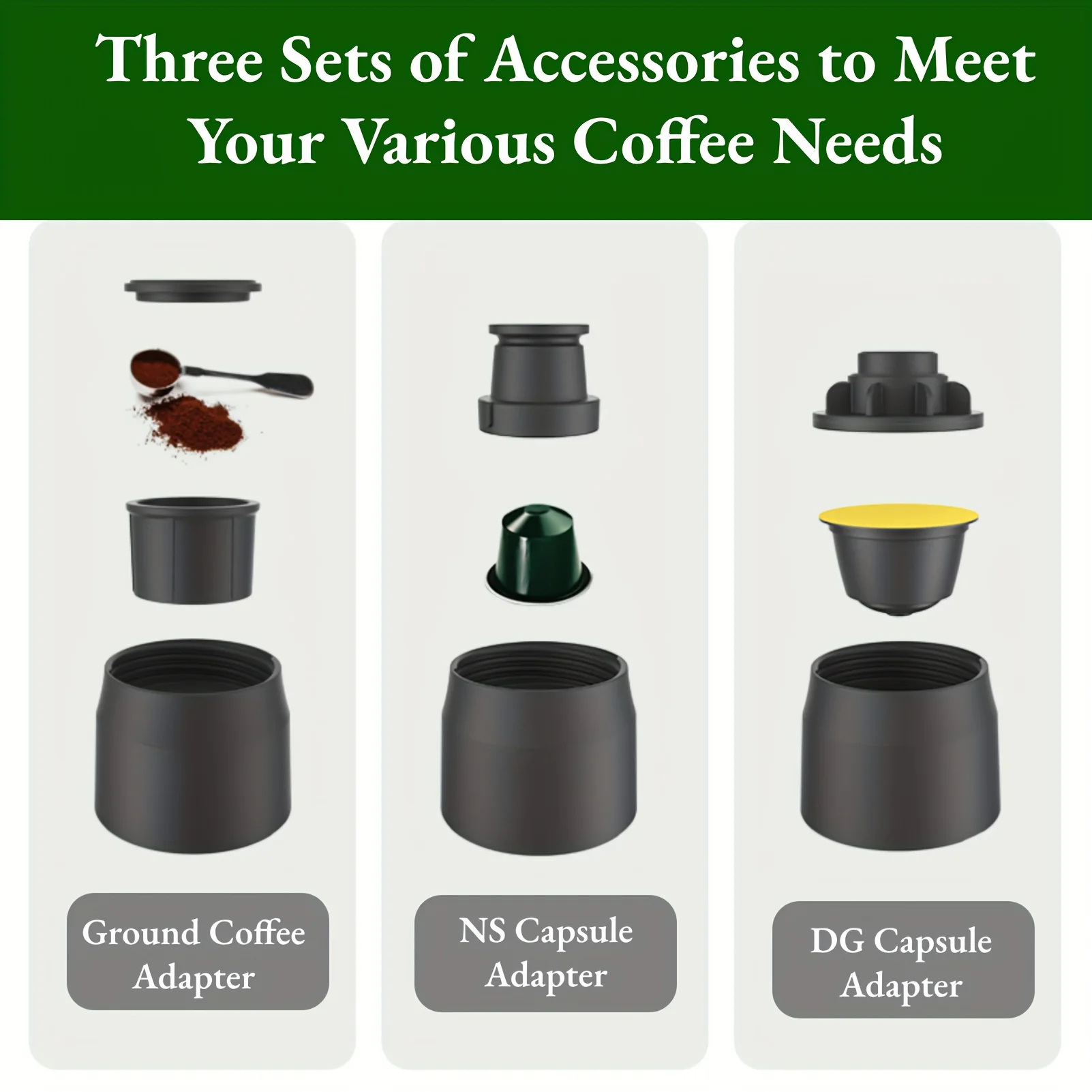 Cafetera portátil 3 en 1, cafetera Espresso Manual de agua caliente/fría para cápsulas y prensa Manual molida, cafetera para senderismo y viajes