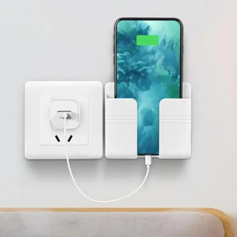 ペースト壁掛け携帯電話ホルダーパンチフリー収納ボックステレビリモコン携帯電話プラグ充電サポート電話スタンド