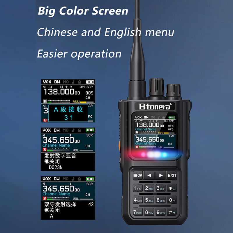Btdx BT-8000 10w banda completa rádio amador 2 vias rádio 256ch walkie talkie am banda de aviação aérea scanner colorido marinho noaa digitalização