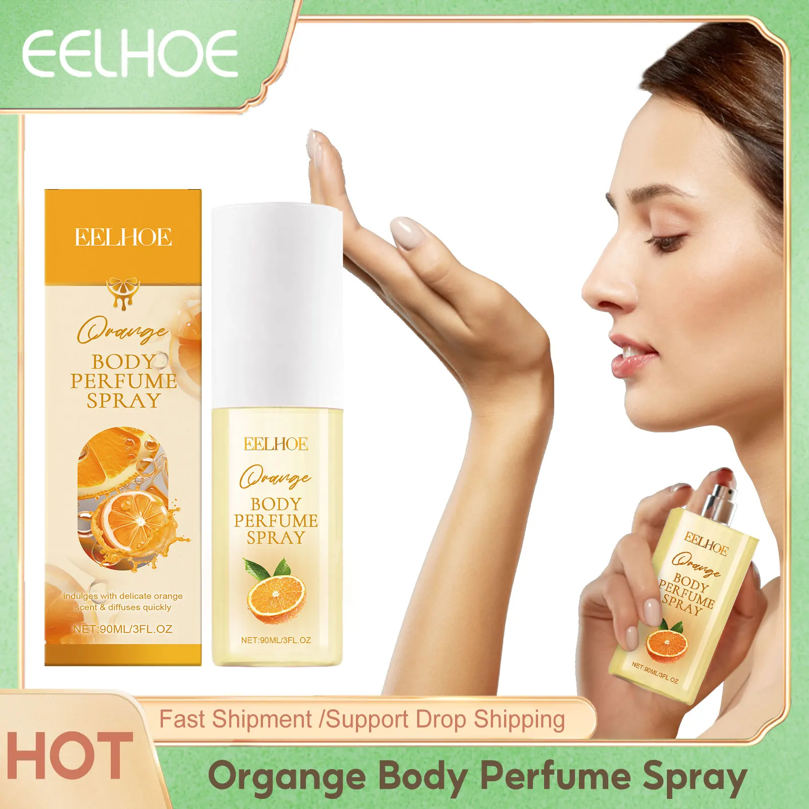 EELHOE-Perfume corporal de naranja para mujer, fragancia de naranja, fragancia ligera y fresca de larga duración, Perfume en aerosol de feromonas, 90ml