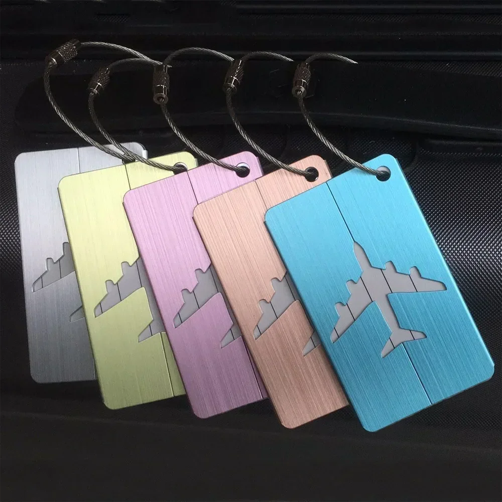 Etiquetas de bagagem de viagem de metal da moda etiquetas de nome de bagagem etiqueta de endereço de mala titular liga de alumínio etiqueta de bagagem acessórios de viagem
