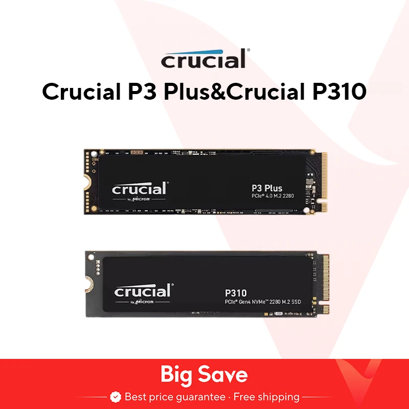 Crucial P3 Plus 2TB 1TB 500GB PCIe Gen4 3D NAND NVMe M.2 SSD, hasta 5000MB/s