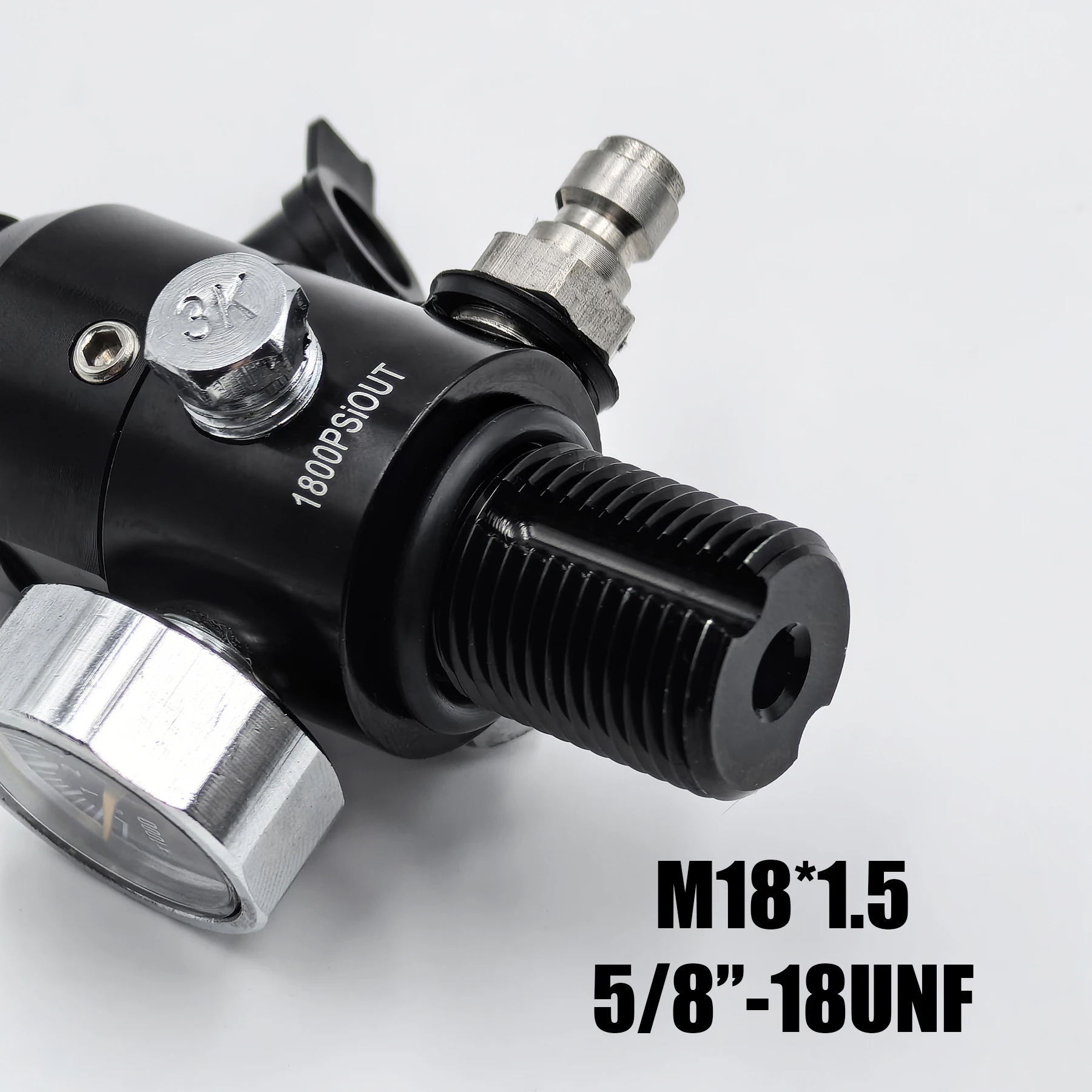 HPA Regulator Valve of Compressed Air CO2 Oxygen Nitrogen Cylinder Tank Bottle 4500psi Input, Output 800psi to 3000psi