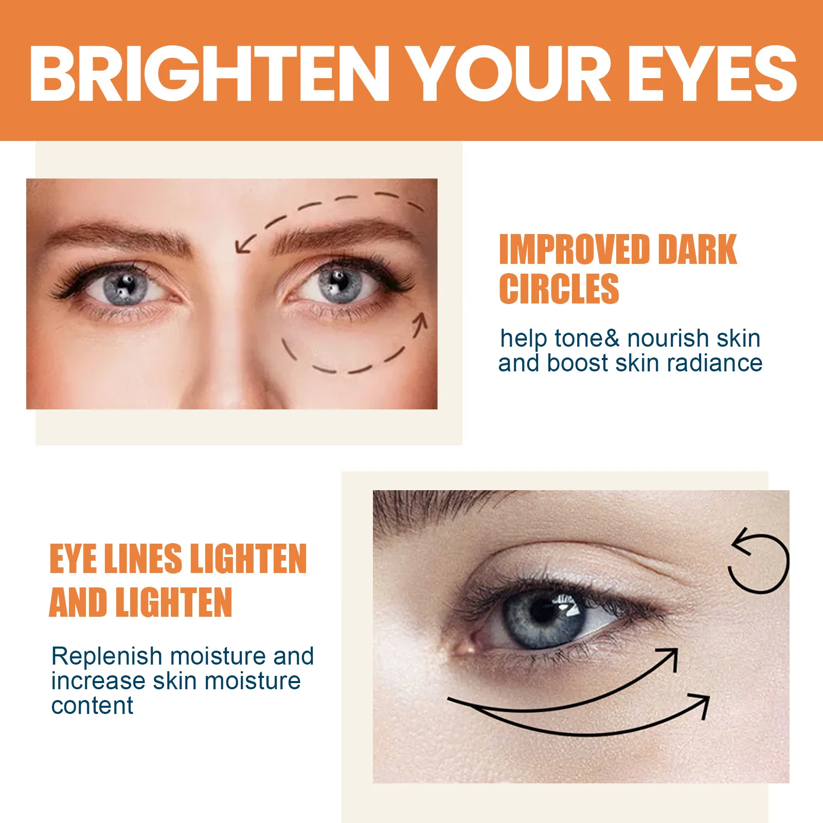 Crema para ojos en barra con vitamina C, bálsamo hidratante antiarrugas, eliminación de bolsas para ojos, ojeras, Reduce las líneas finas, crema para ojos antihinchazón