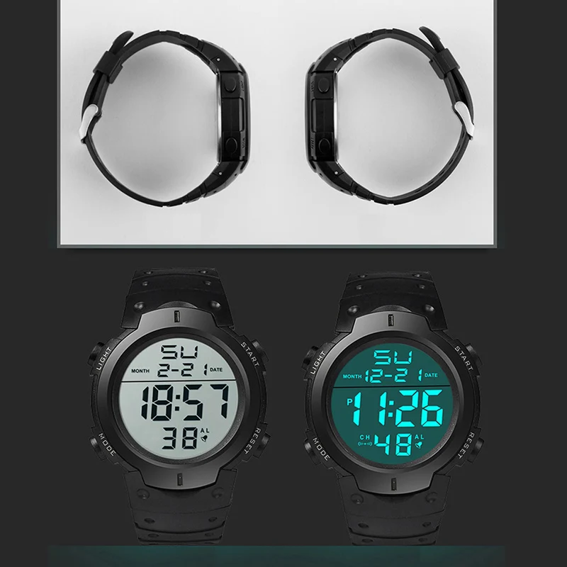 Relojes deportivos LED para hombre, Reloj Digital de marca superior para hombre, Reloj electrónico multifuncional de goma para hombre, Reloj electrónico para cronometraje de atleta