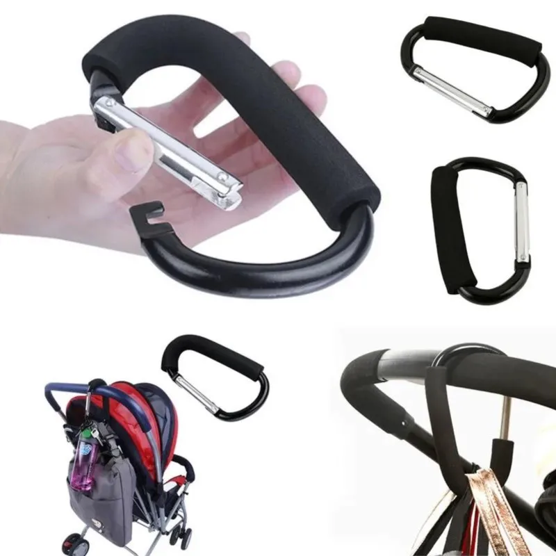 Große Karabiner Kinderwagen Haken Veranstalter Aluminium D Ring Feder Snap Schlüssel bund Clip Tragegriff zum Aufhängen von Geldbörsen Einkaufstaschen