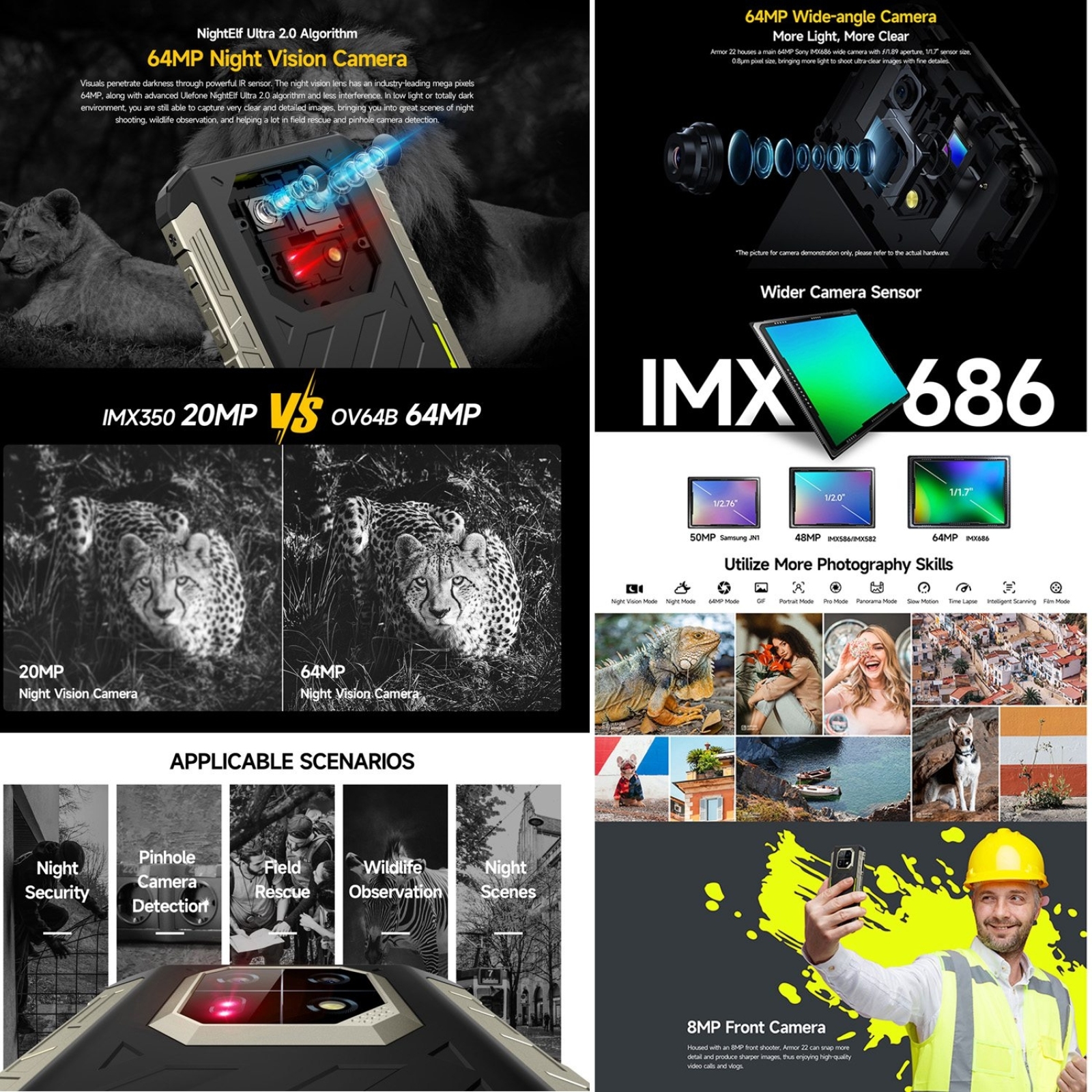 Ulefone Armor 22 Android 13,16GB (8+8GB RAM ),128GB/256GB ROM, 6.58" 120Hz ,6600mAh 33W,NFC,64MP Night Camera, Global Version