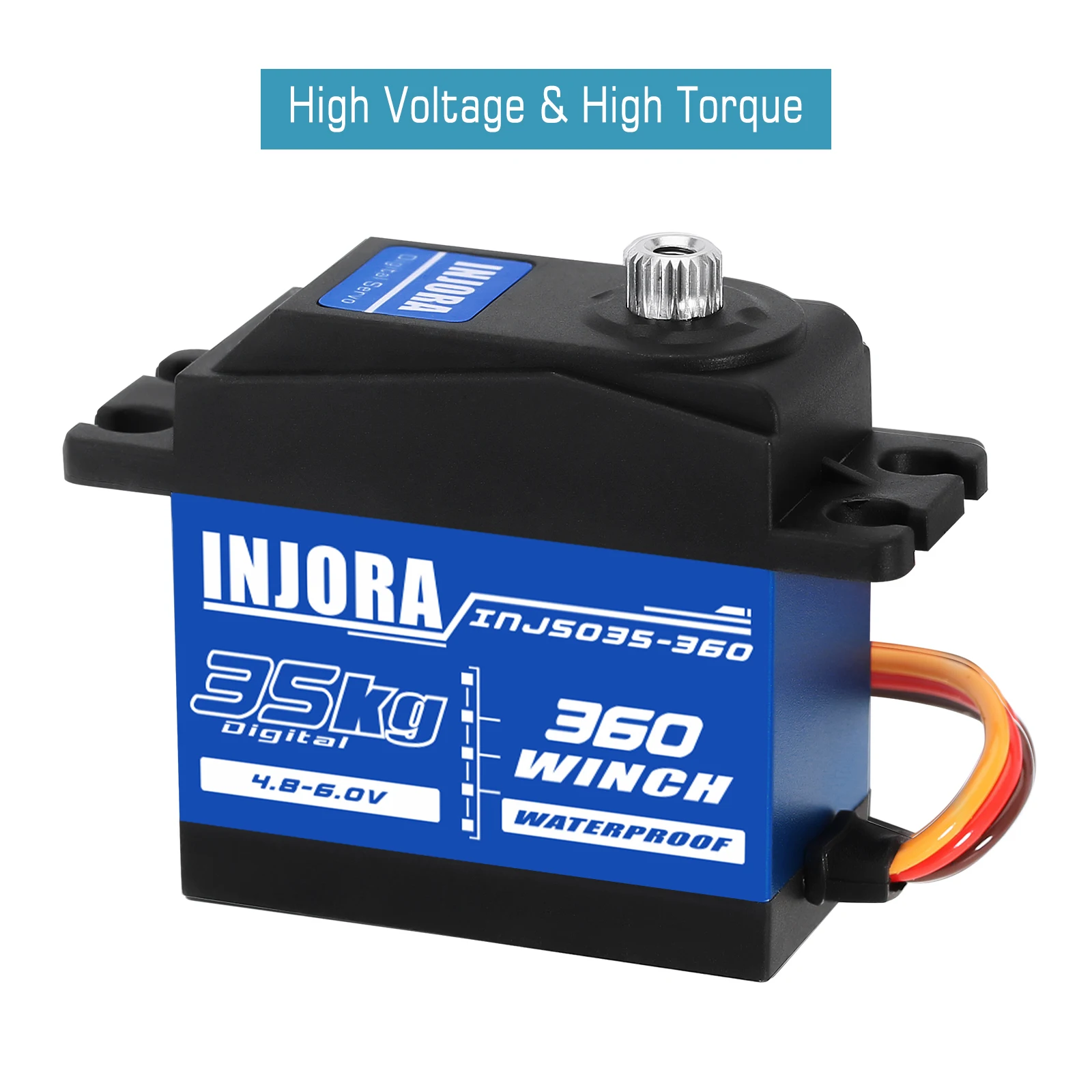 INJORA INJS035-360 35KG Waterproof 360° Rotation Digital Servo Winch Spool for RC Crawler Car Boat Model