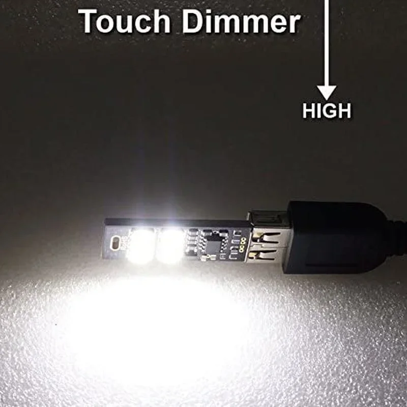 Mini USB Card Light Touch Double-sided Camping Night Light 6 LED Keychain Night Light 1W 5V Dimming Pocket Reading Book Light