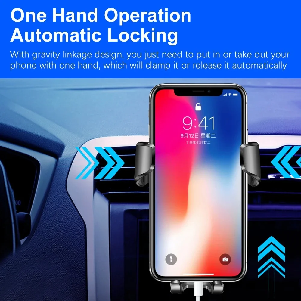 Soporte de montaje con Clip para salida de aire de coche, soporte de gravedad, soporte para móvil de coche para iPhone, Xiaomi, Samsung, soporte de navegación GPS