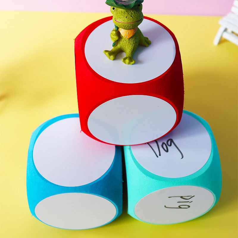 Fai da te Blank Dry Erase scrivi su scrivi su Multi-Purpose Education Classroom insegnamento Cubes Whiteboard Game dadi