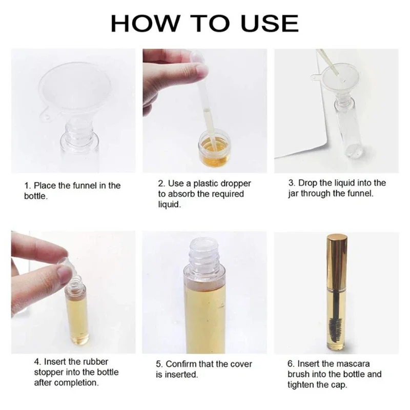 10 Mini Phễu Nhựa Nhỏ Phù Hợp Với Tinh Dầu Chai, Trống Rỗng Lipgloss Ống Nước Hoa