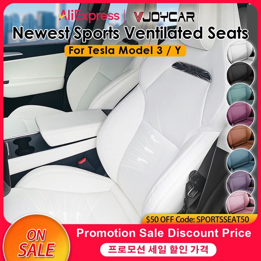 Newest Luxury Sports Ventilated Seats for Tesla Model 3 Y Heating Cooling Perforated Seats 1:1 Ratio High-Performance Style