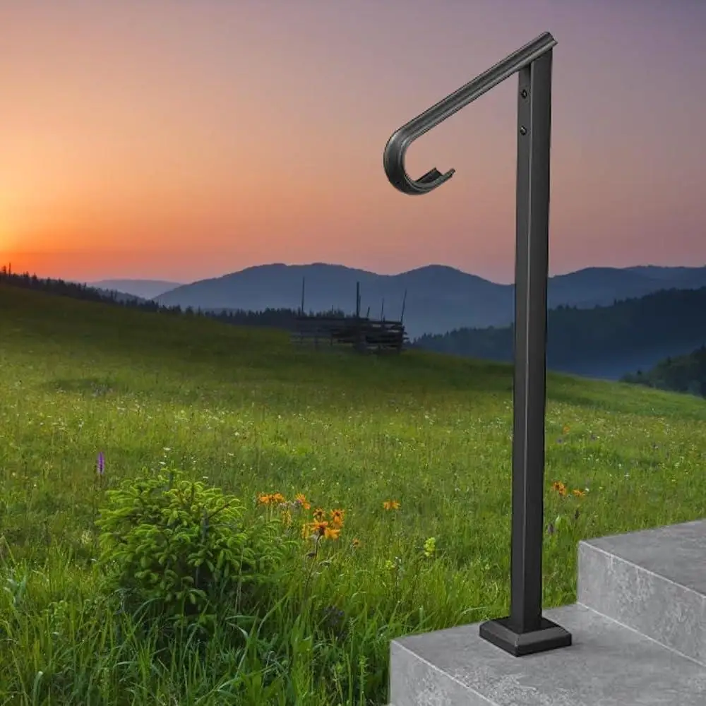 Wrought Iron Handrail Outdoor Steps Stair Railing Installation Kit Ergonomic Support Elderly Pregnant Individuals Safe Easy