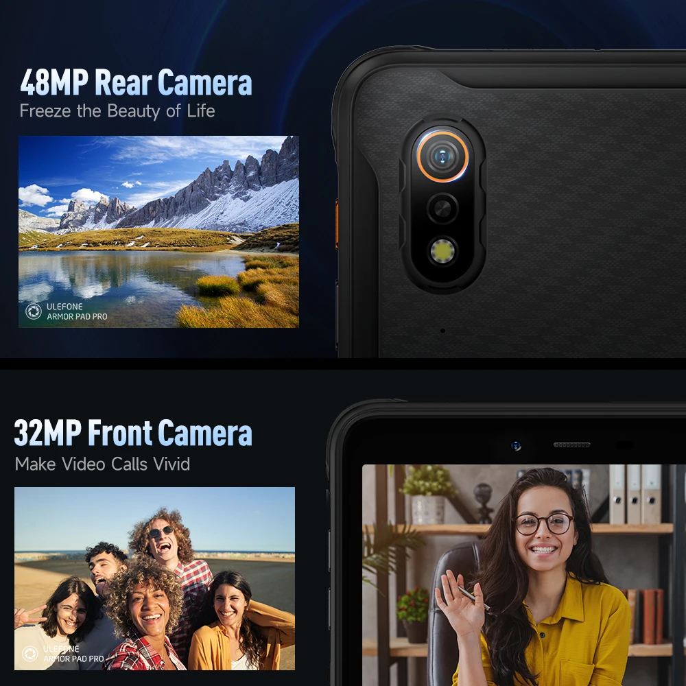 Планшет Ulefone Armor Pad Pro защищенный, IP68/IP69K, 4G, MT8788, 16 ГБ ОЗУ (8 ГБ + 8 Гб виртуальной ОЗУ), 128 Гб ПЗУ, 48 МП, 7650 мАч, Android 13