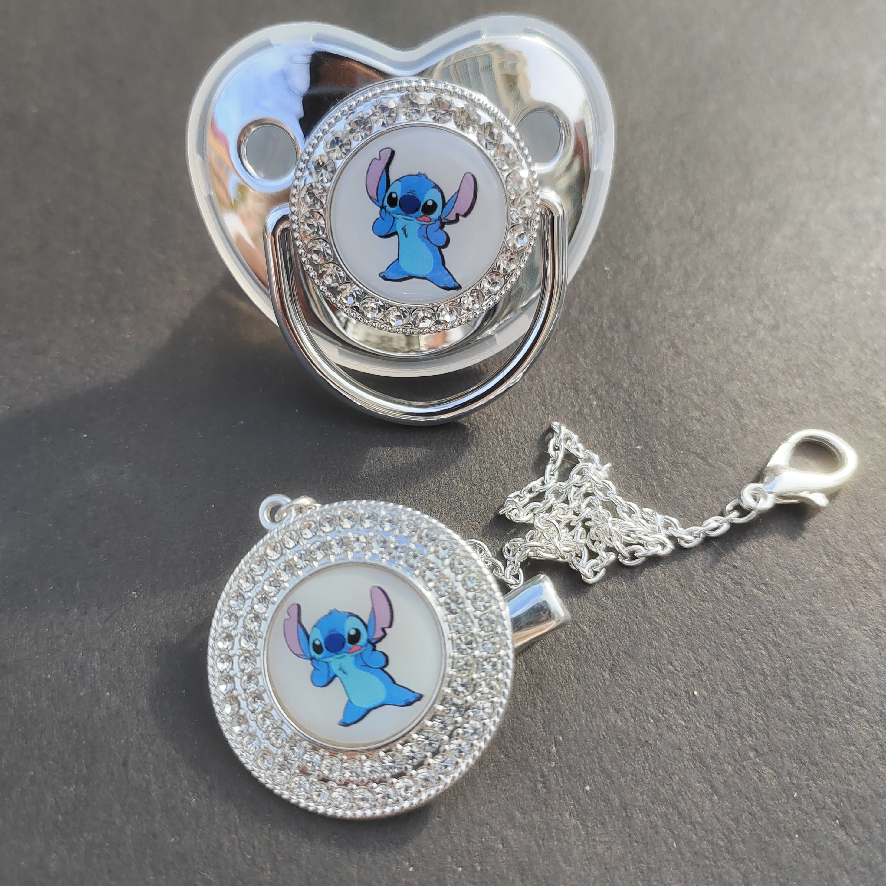 Miniso Stieboys Baby Pacifier และคลิปโซ่สําหรับทารกแรกเกิด BPA ฟรี Luxury Bling Pacifier ซิลิโคน dummy pacifier Chupeta0-12M