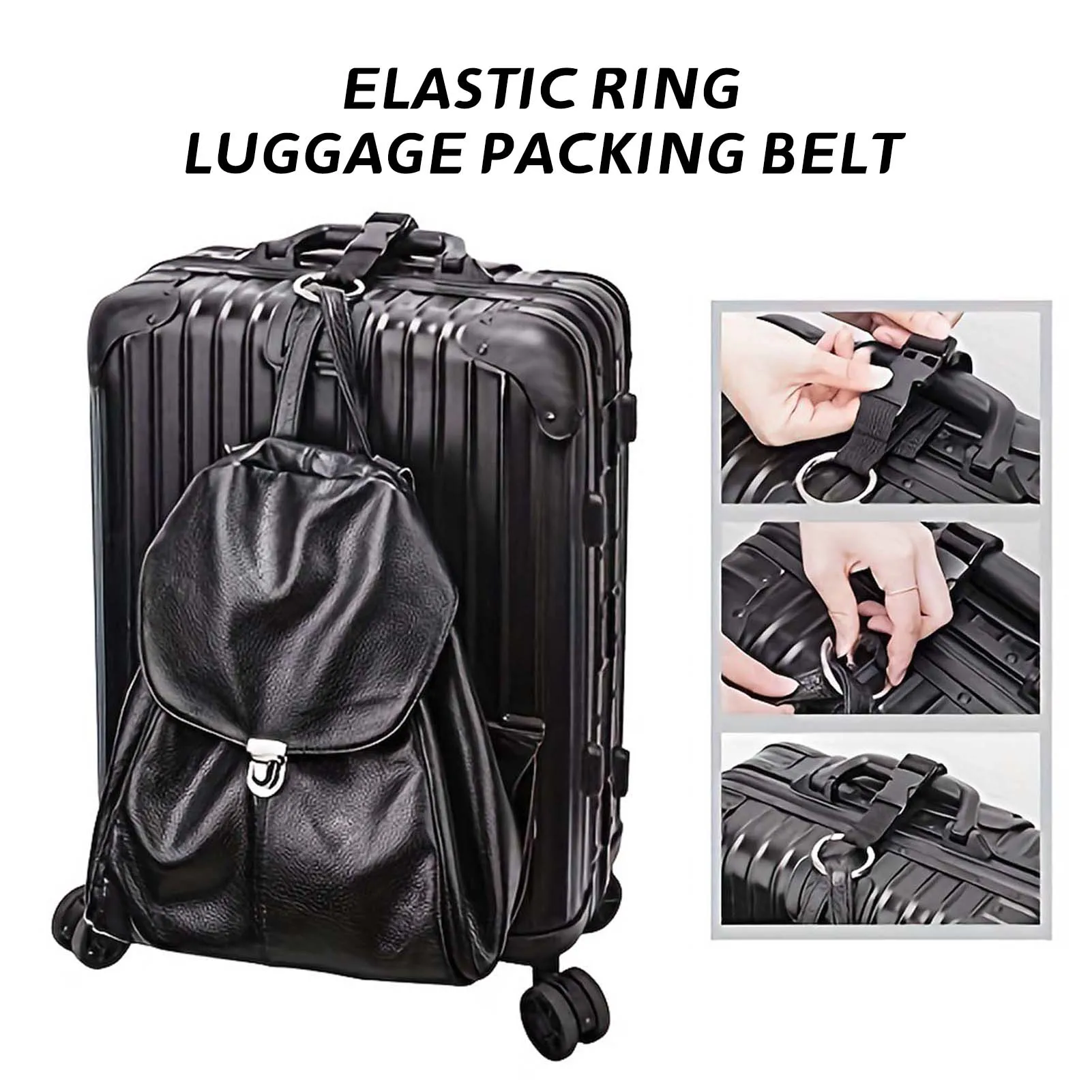 Mochila com alça fixa para bagagem de viagem, alça externa portátil com fivela de liberação, alça de bagagem, cinto, suporte para jaqueta