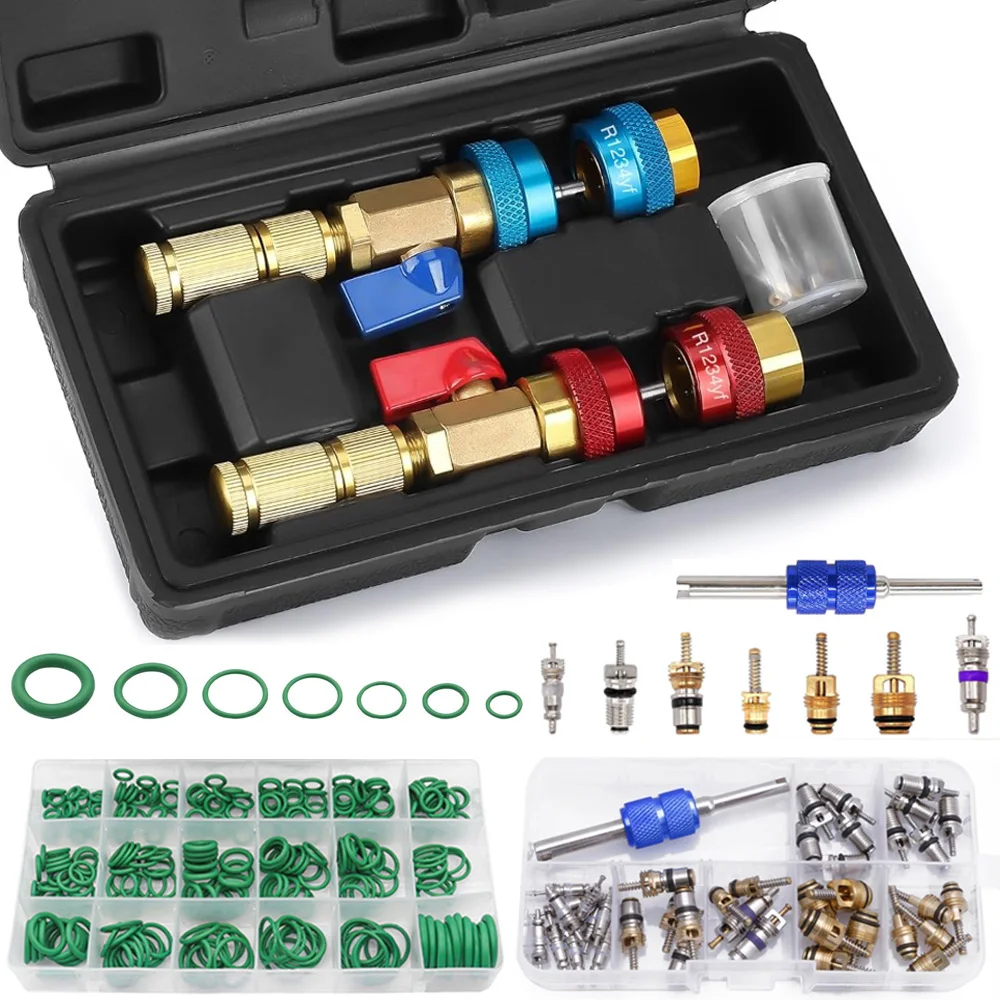 Herramienta de extracción de núcleo de válvula de CA, kit de herramientas de instalación de removedor de núcleo de válvula R134a R1234yf R22 para sistemas de aire acondicionado automotriz