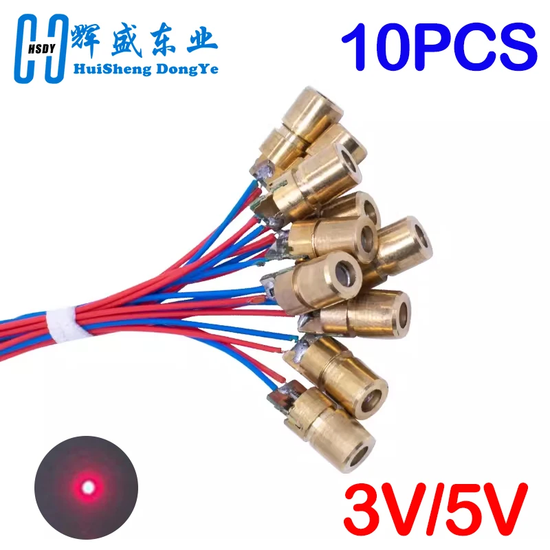 10pcs Laser Diodes 5mW 650 nm Diodo RED Dot Laser Diod Circuit 3V/5V 5mW 650nm Module Pointer Sight Copper Head