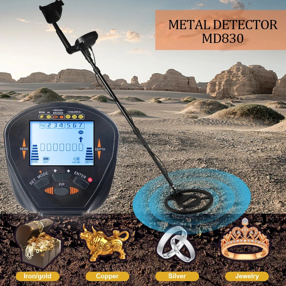 MD830 Metaaldetector Ondergrondse Diepte 2,5 m Hoge precisie Scanner Zoeken Gouddetector Treasure Hunter Detecteren Pinpointer
