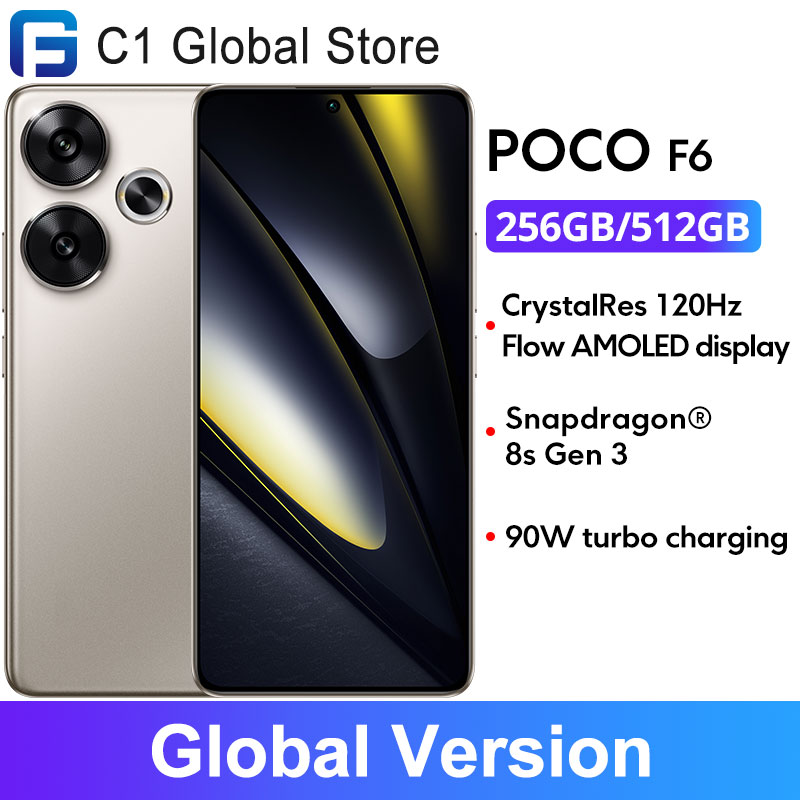 Estreno mundial POCO F6 Smartphone Versión global Snapdragon ® 8s Gen 3 NFC 120Hz Flujo AMOLED 90W Turbo Carga 5000mAh Batería