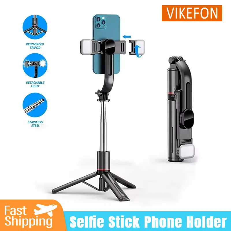 Faltbarer Selfie Stick Doule LED Fülllicht mit kabelloser Bluetooth-Fernbedienung Desktop-Stativständer für iOS Android Smartphone-Halter