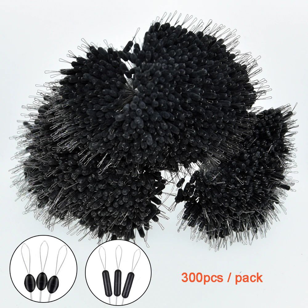300 unids/pack flotador negro pesca Bobber tapón de silicona conector de frijol espacial línea de pesca accesorios de pesca de resistencia
