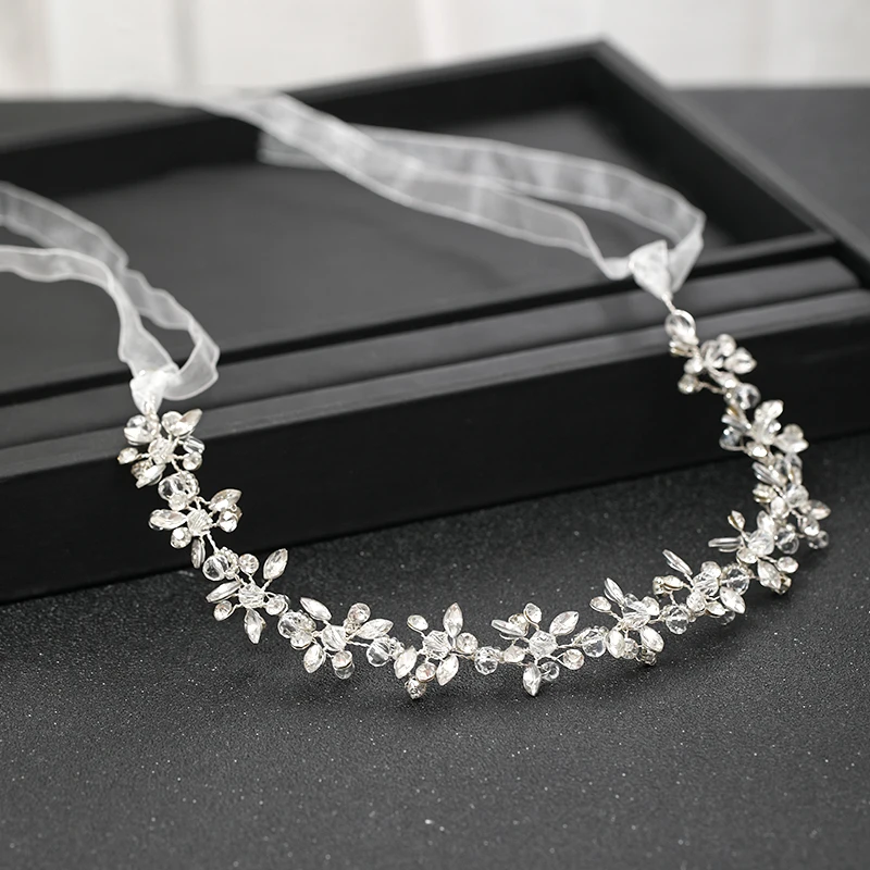 Fasce per capelli da sposa da donna color argento fatte a mano Fasce per capelli con strass di cristallo Accessori per capelli da sposa Viti Party