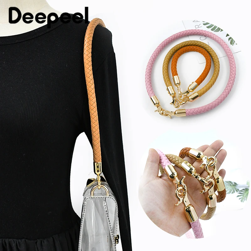 30/40/60mm Fashion PU Leather Woven Handbag Handles Metal Buckle for Women Bag Purse Replace Shoulder Strap Handle Accessories