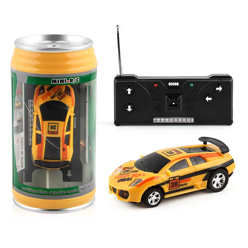 Mini Can Mini กระป๋อง RC รถแบตเตอรี่ดําเนินการพลาสติกรีโมทคอนโทรลรถแข่ง Roadblocks Micro Racing Car สําหรับเด็ก
