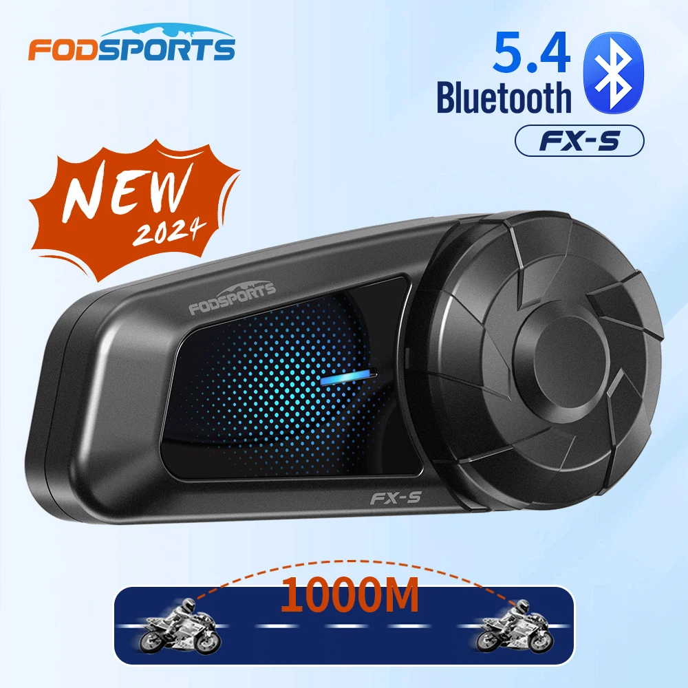 Fodsports FX-S Bluetooth Intercomunicador de motocicleta Auriculares inalámbricos para casco, 1000 M, BT5.4
