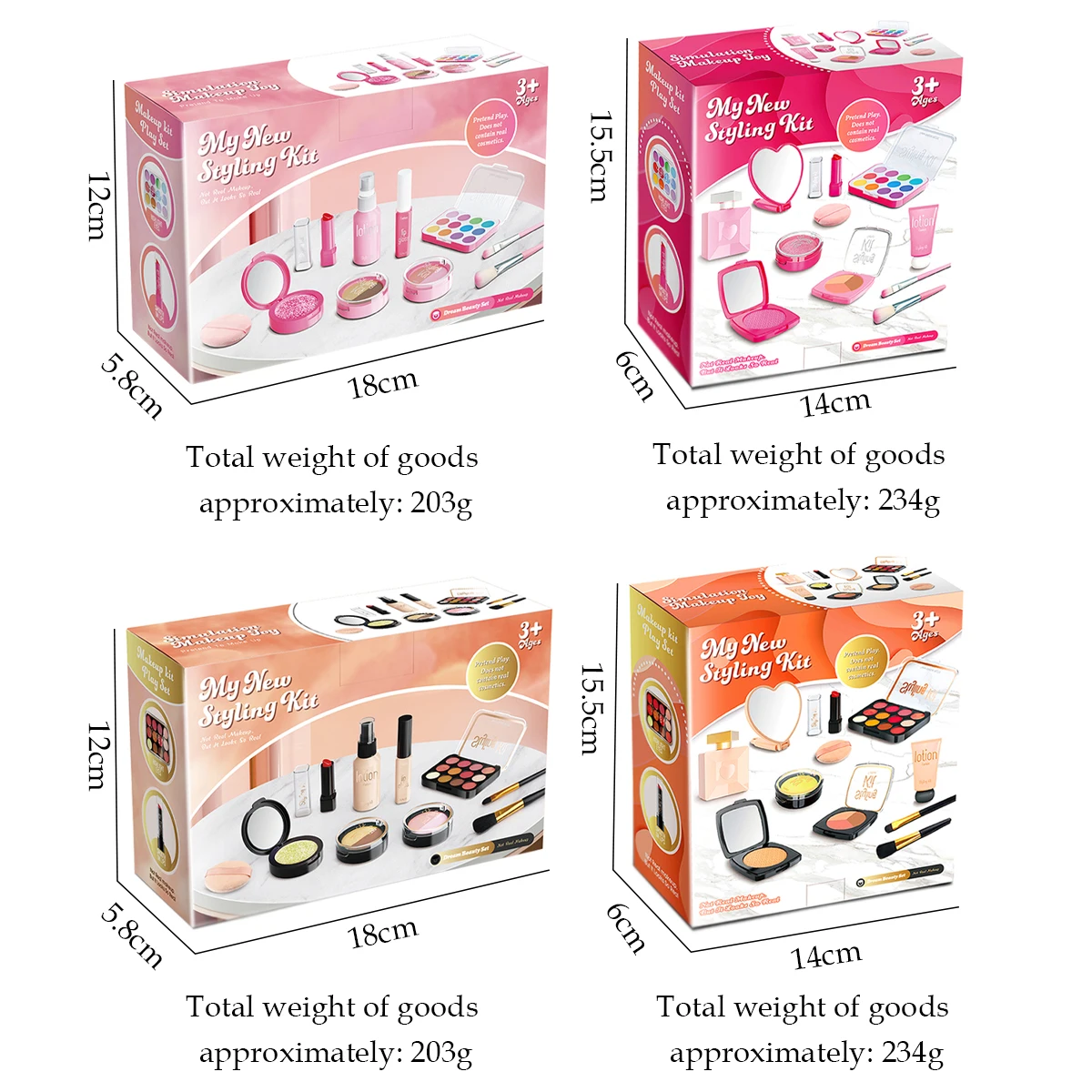 Jugar juguetes de maquillaje, cosméticos simulados, juego de maquillaje falso, lápiz labial en polvo, colorete, no maquillaje Real para regalos de niñas