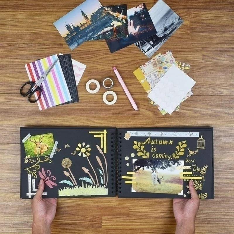 1PC 사진 앨범 스크랩북 종이 DIY 공예 앨범 결혼 기념일 선물을위한 스크랩북 그림 앨범 메모리 책