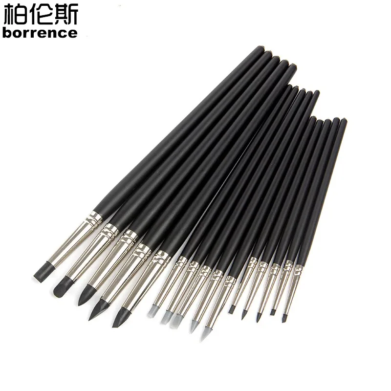 5Pcs Silicone Tip Color Shapers Brushes for Watercolor Oil Painting Polymer Clay Sculpting Shaping Modeling Tools Art Supplies
