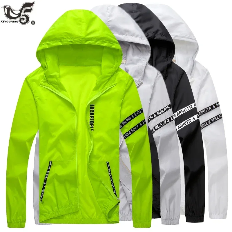 Cortavientos para hombre, chaqueta de protección solar de verano, prendas de vestir, deportes, ciclismo, abrigos finos con capucha, chaqueta Masculina, ropa de marca