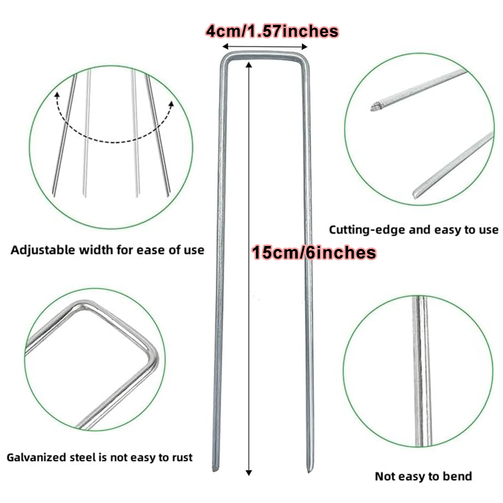 Graffette da giardino tipo U picchetto per recinzione resistente perni per zolle picchetti per paesaggi zincati Spike per tenere la copertura del terreno della barriera contro le erbacce