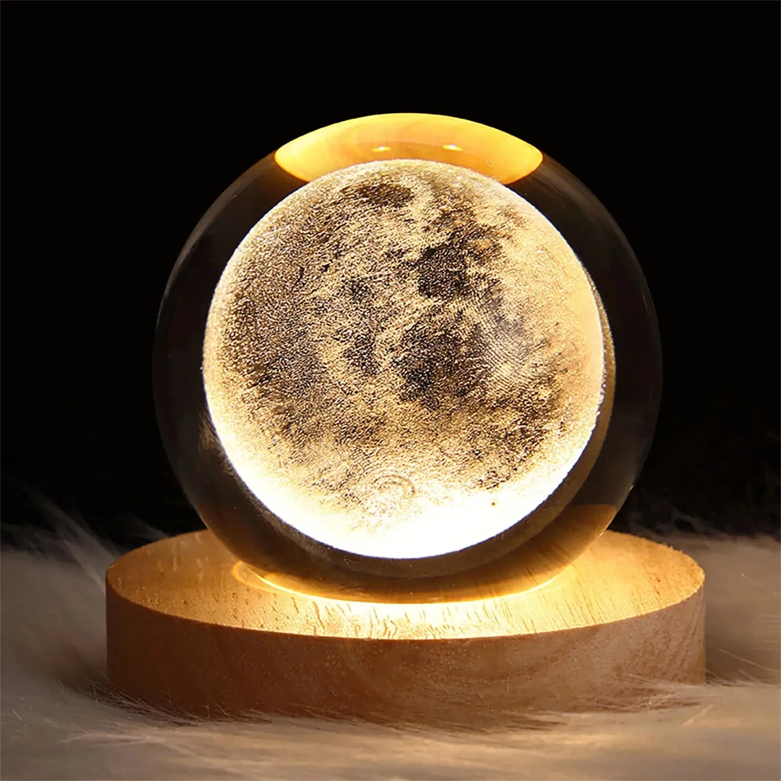 Lámpara de bola de cristal 3D única con proyecciones planetarias y galaxia, luz nocturna USB para una atmósfera acogedora, bola de plasma