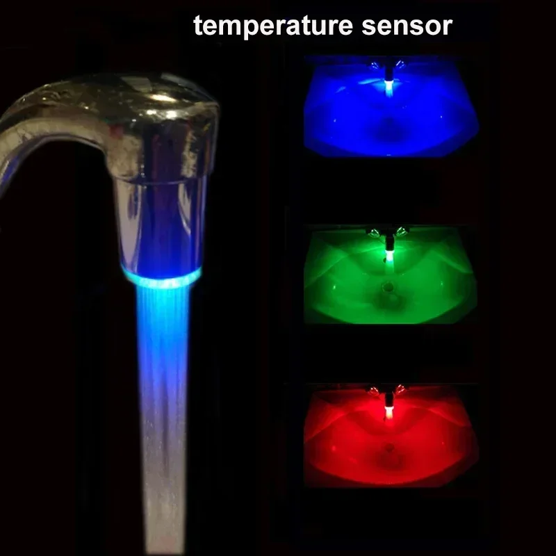 Zhang Ji LED Temperaturempfindlicher 3-Farben-Leuchthahn Küche Badezimmer Glühen Wassersparender Wasserhahn Belüfter Wasserhahn Düse Dusche