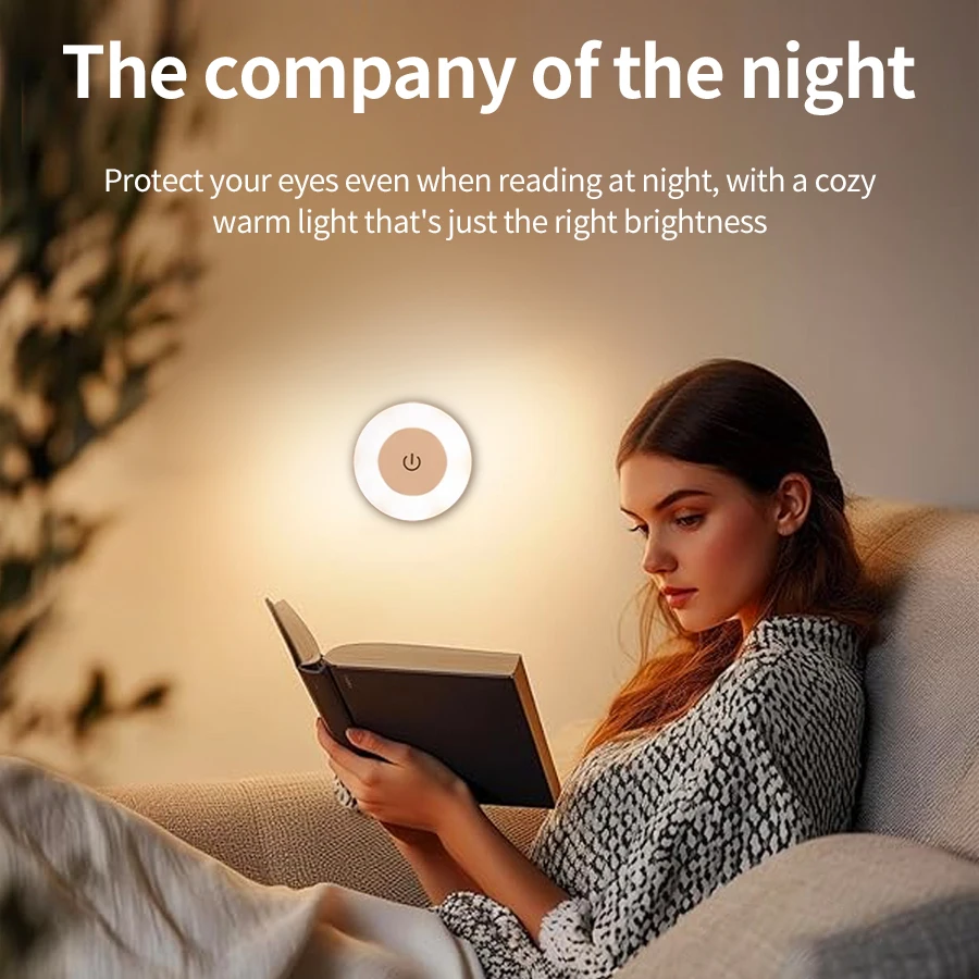6CM akumulatorowa lampka nocna Led z przełącznikiem dotykowym bezprzewodowa kinkiet lampka do czytania książek 3 kolory możliwość przyciemniania do szafki w sypialni