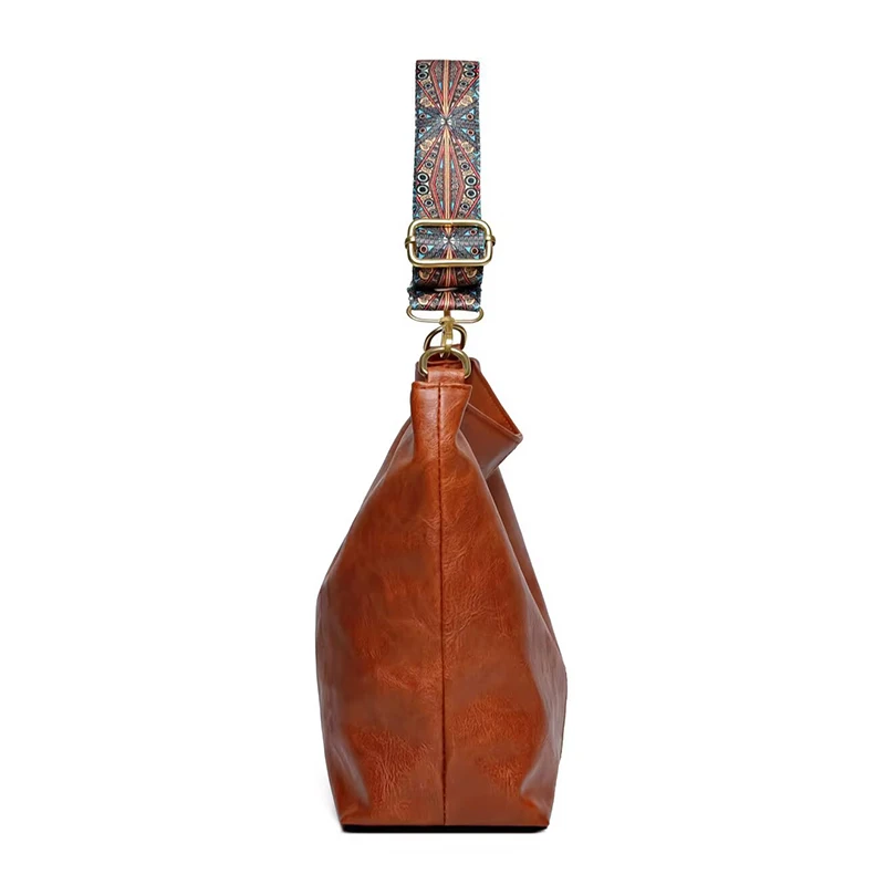 Torba typu tote unisex z PU, idealna na podróże i do fotografii, torba na ramię z paskiem w stylu etnicznym.