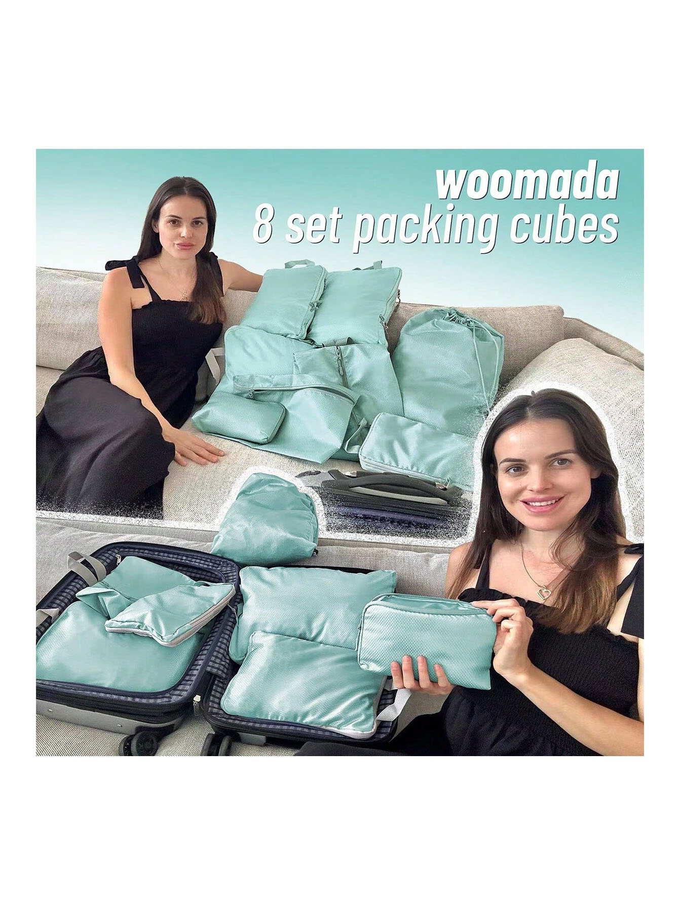 Set/8 Stück komprimierbare Verpackung Reise Aufbewahrungstasche Würfel wasserdichter Koffer Nylon tragbar mit Handtasche Gepäck Organizer Ryanai