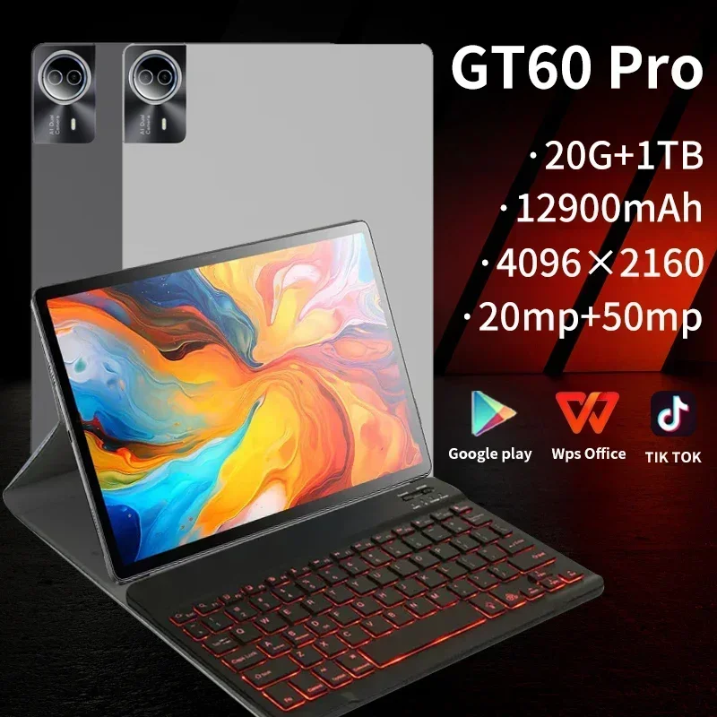 Neues original tablet gt60 pad pro 20gb 1tb android 14,0 10 core pc tablet 14 zoll 129000mah tablet global 5g dual sim